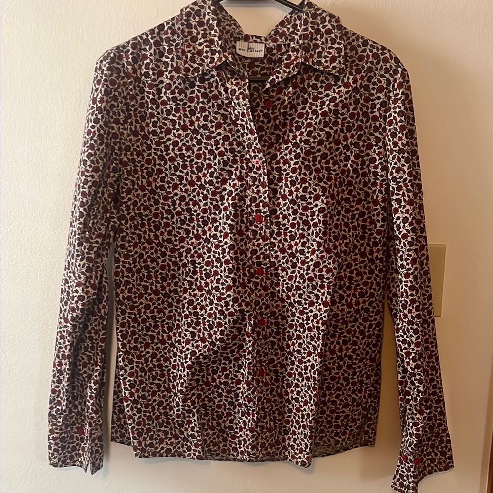 Red and Black Patterned Button-Up Shirt
